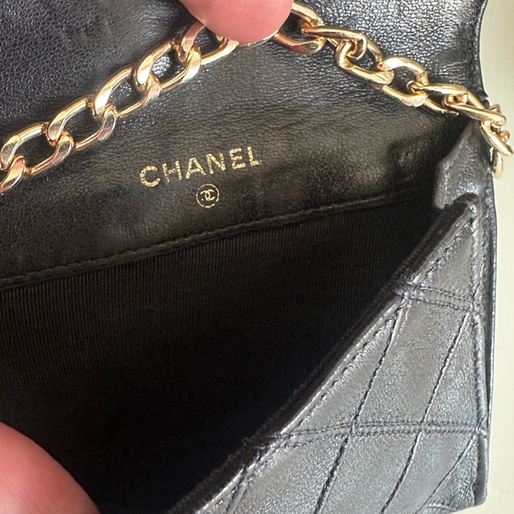 Authentic CHANEL Black Quilted Vintage Leather Wallet & Coin Purse on Chain - Picture 4 of 7